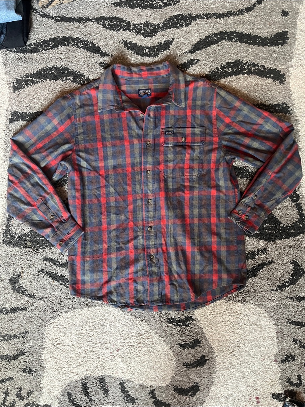 SMITH Red and Blue Plaid Button-Down Shirt